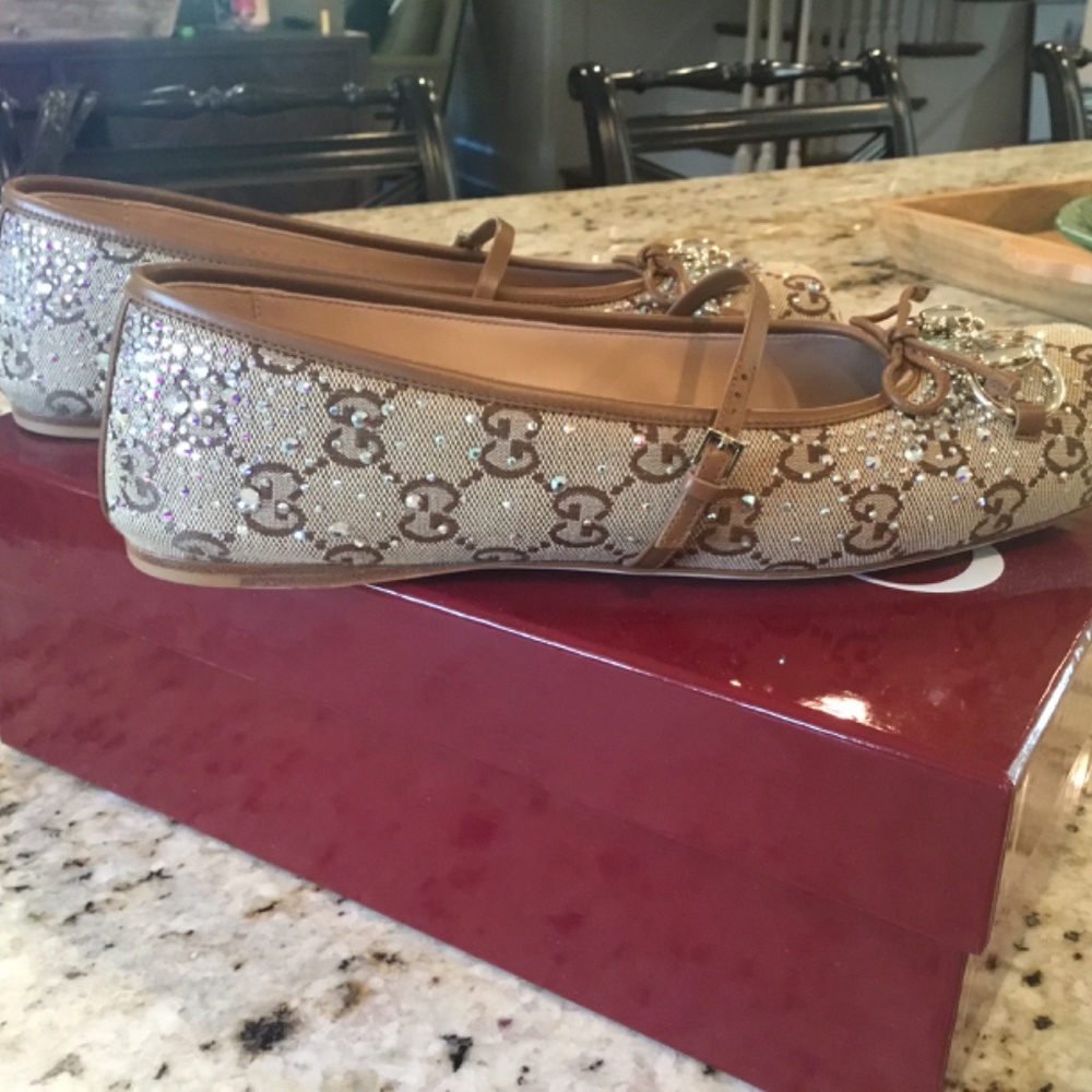 Authentic Gucci GG Horsebit Crystal Ballet flats - Picture 3 of 9